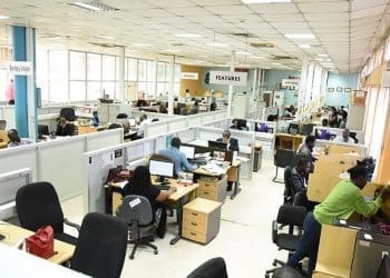 African journalists working in the New Vision newsroom in Kampala.