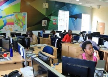 African journalists working in the Nation Media newsroom in Kenya