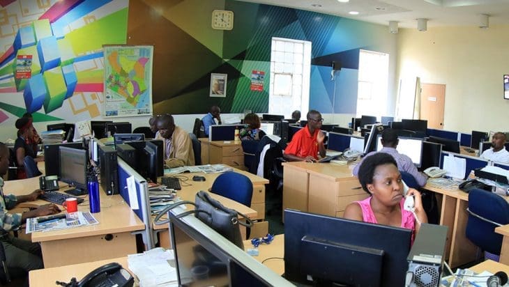 African journalists working in the Nation Media newsroom in Kenya